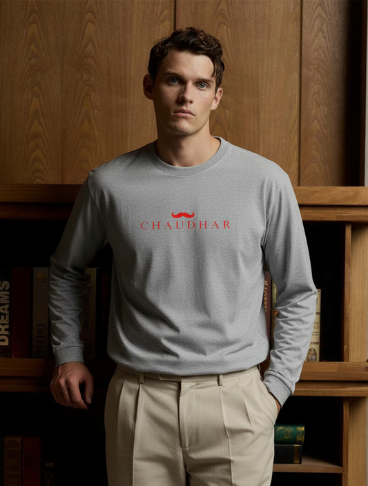 Chaudhar's Men's Grey Full Sleeve T-Shirt