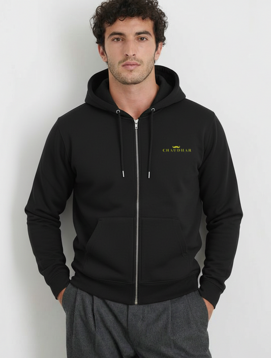 Chaudhar's Black  Zip Hoodie