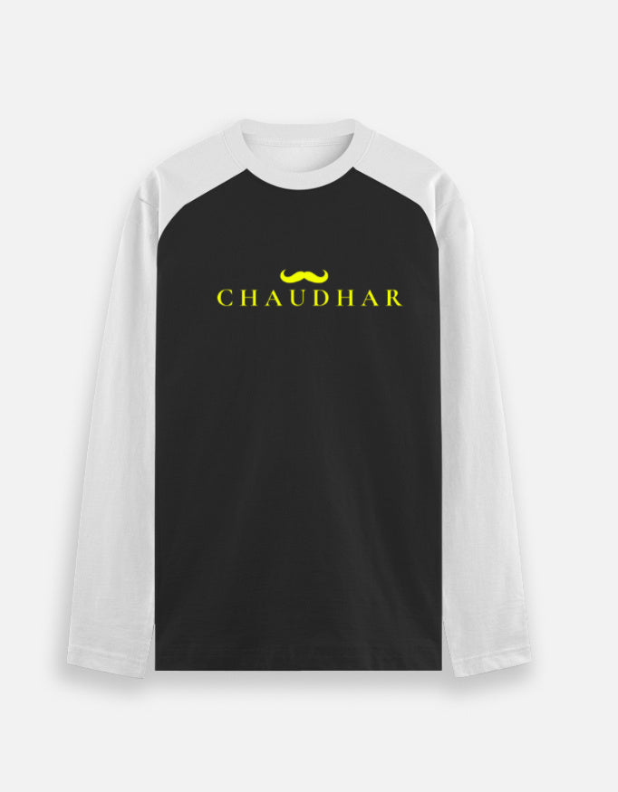 Chaudhar's  Raglan Black and White Full Sleeves T-Shirt