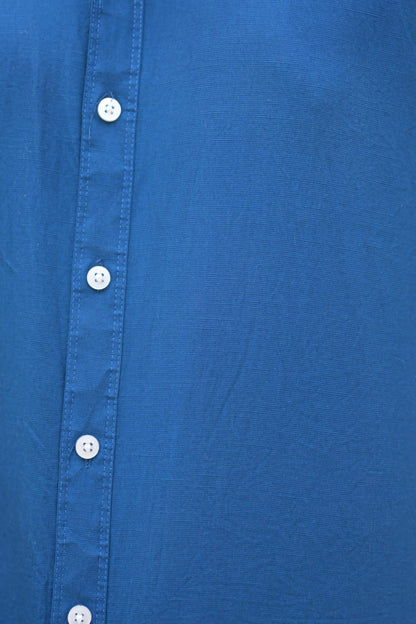 Chaudhar Slim Fit Royal Blue Linen Shirt