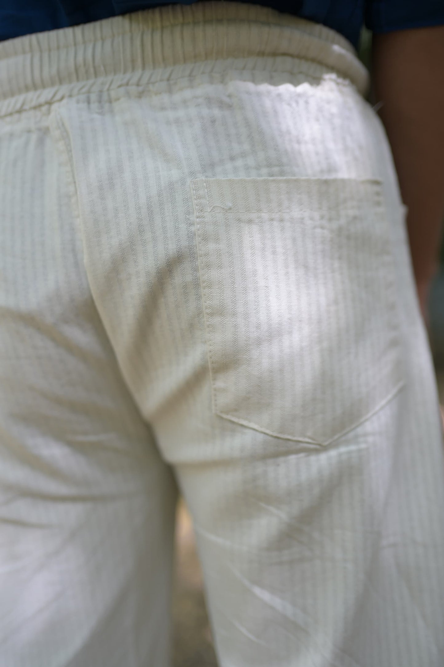 Chaudhar Linen Lining Straight Fit Beige Trouser