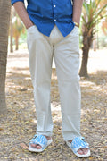 Chaudhar Linen Lining Straight Fit Beige Trouser