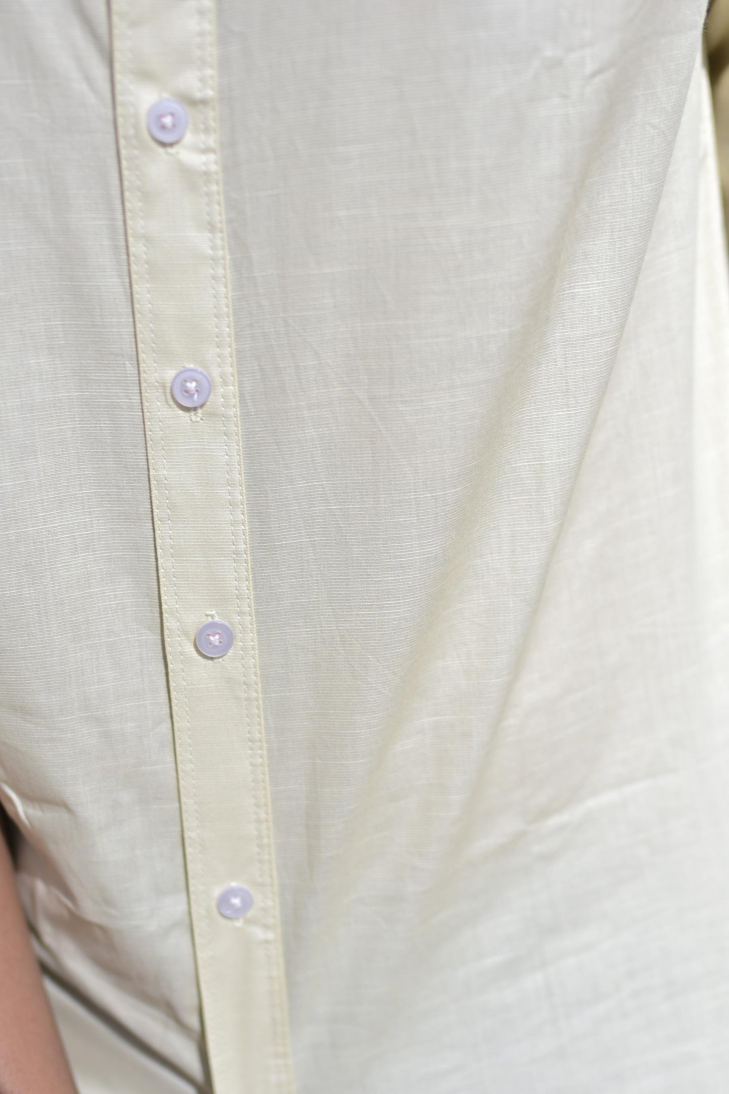 Chaudhar Slim Fit Yellow Linen Shirt
