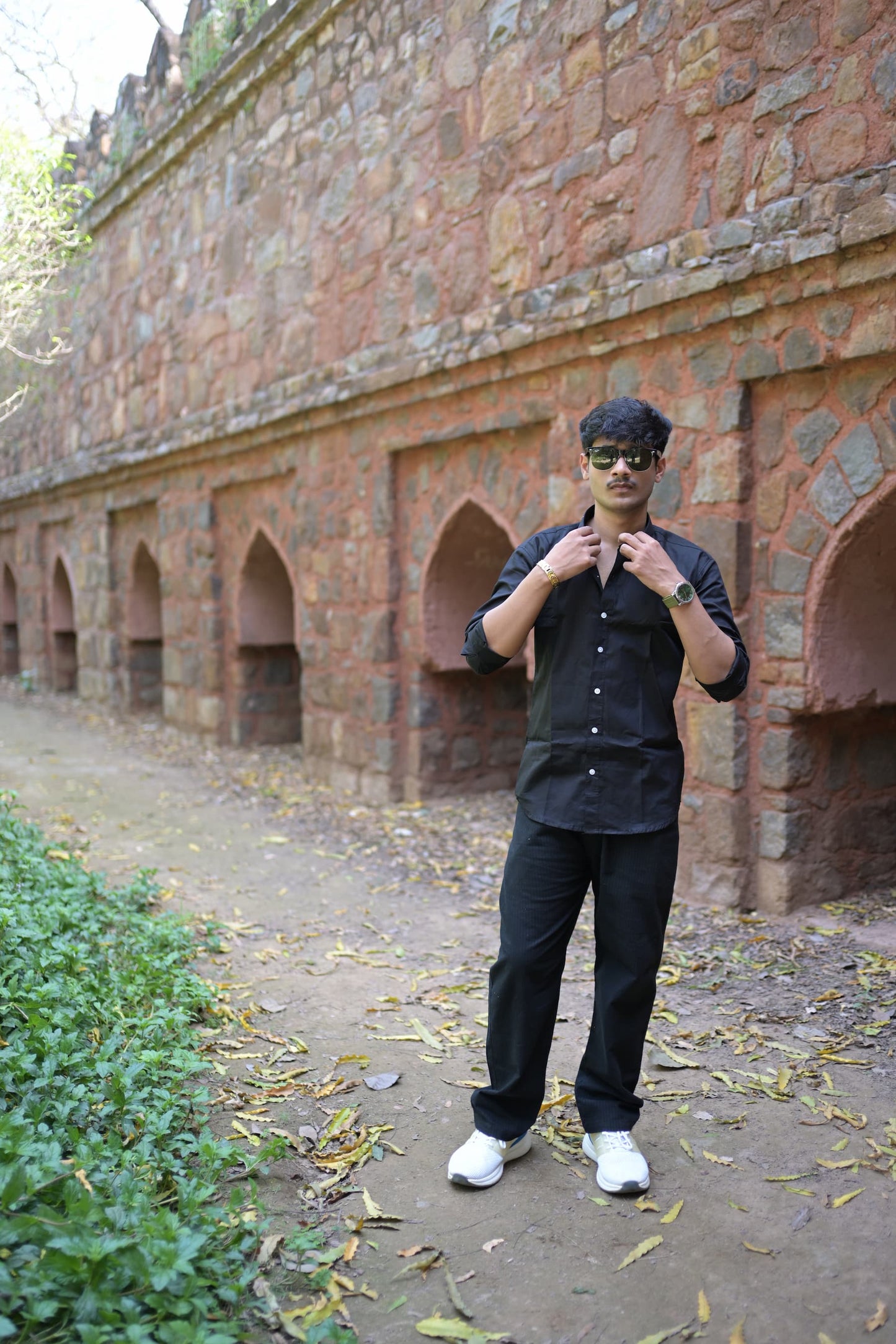 Black Slim Fit Linen Shirt With Lining Black Trouser