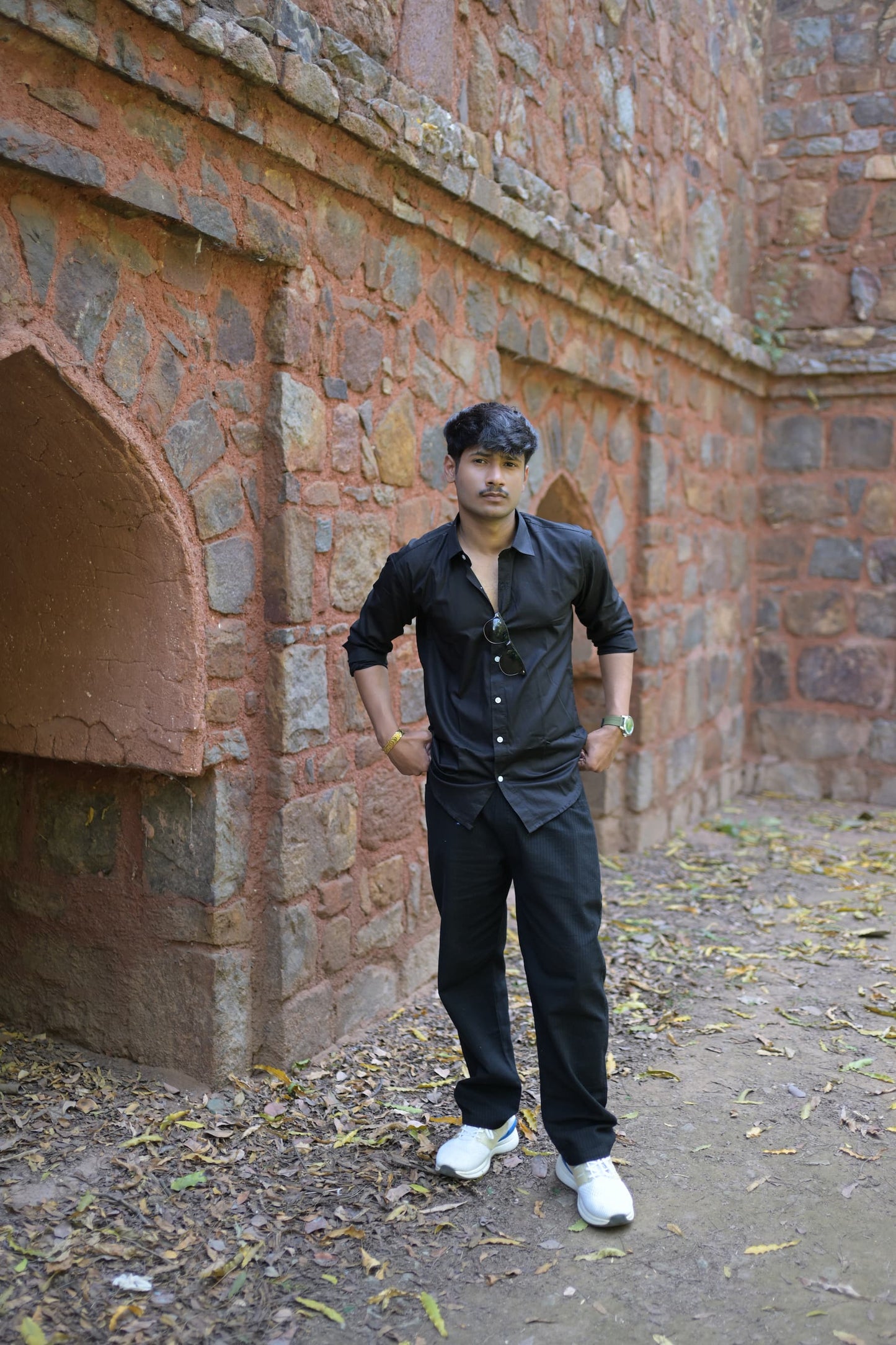 Black Slim Fit Linen Shirt With Lining Black Trouser