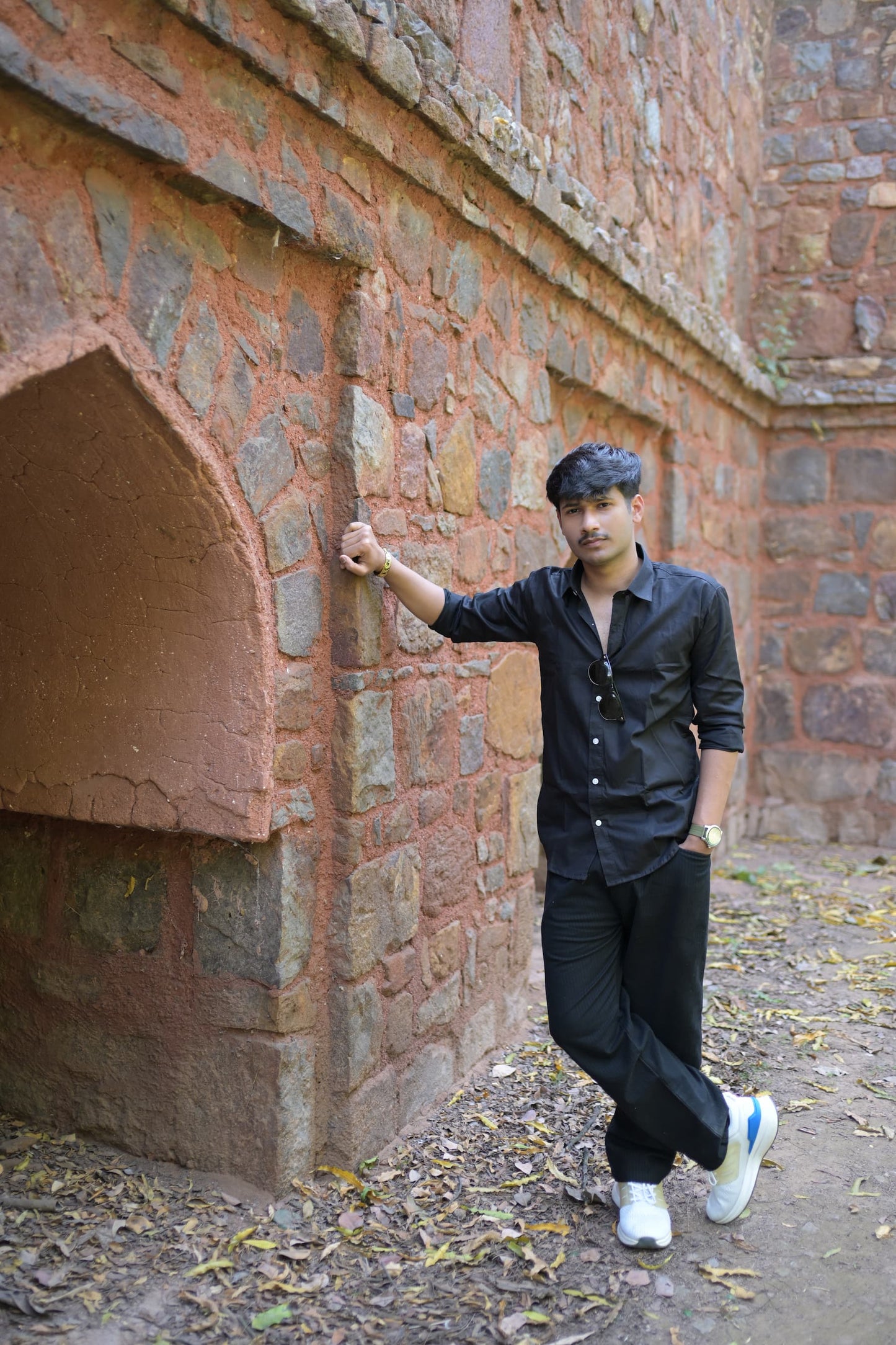 Black Slim Fit Linen Shirt With Lining Black Trouser