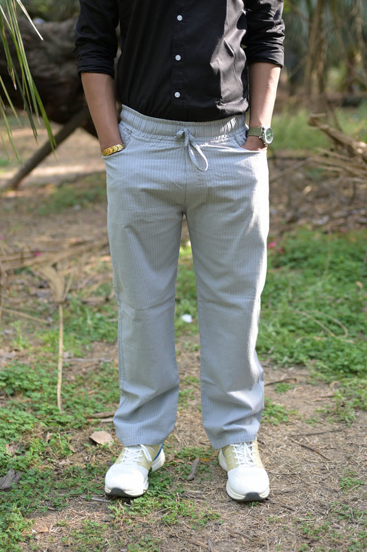 Chaudhar Linen Lining Straight Fit Grey Trouser