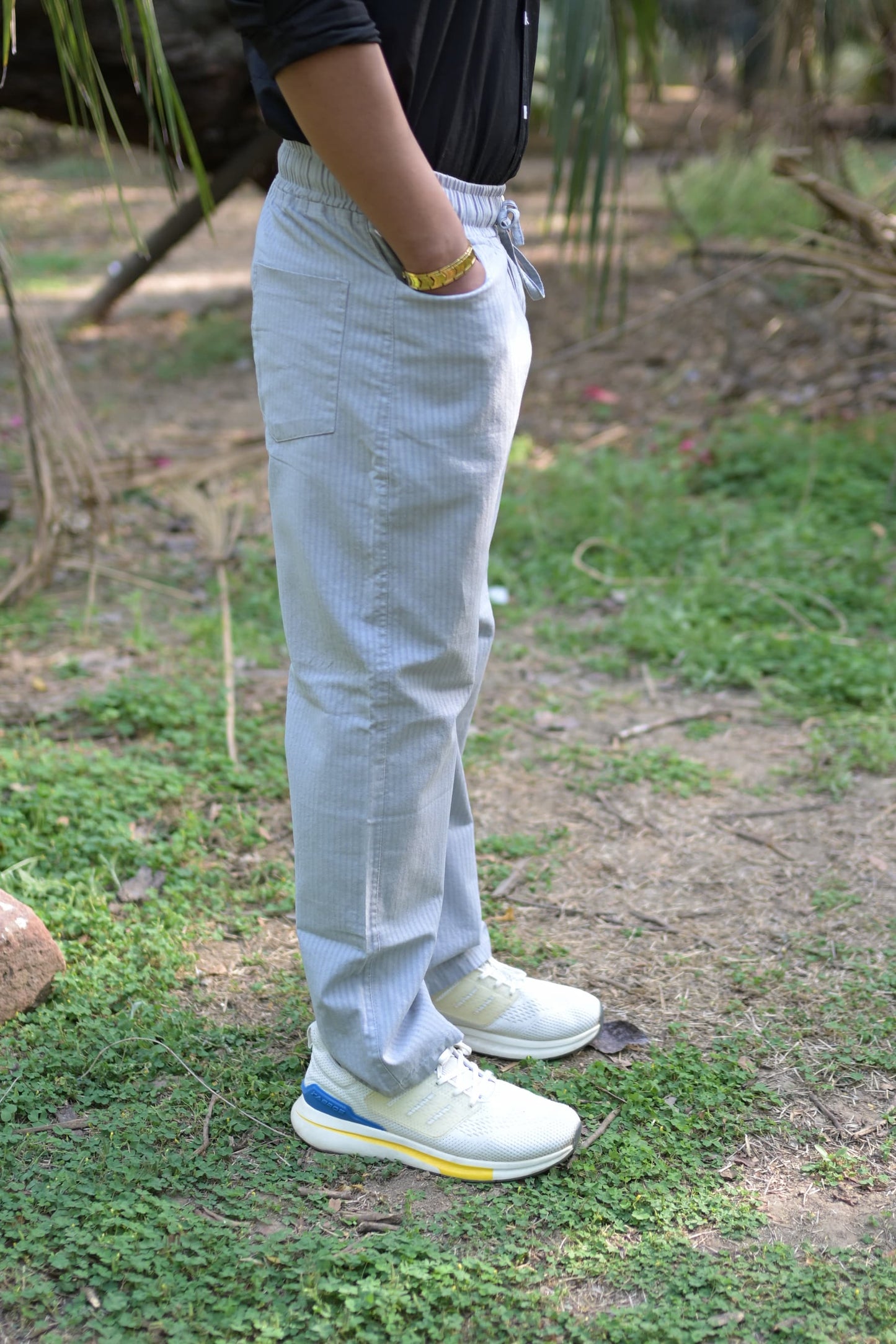 Chaudhar Linen Lining Straight Fit Grey Trouser