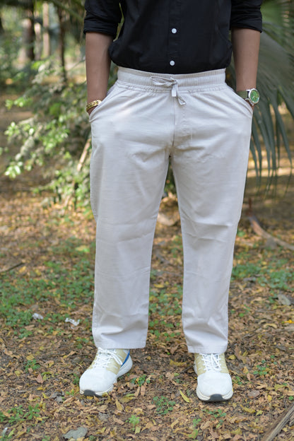 Black Slim Fit Linen Shirt With Plain Linen Beige Trouser