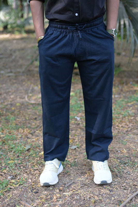 Chaudhar Linen Plain Dark Blue Trouser
