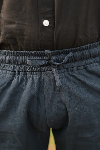 Chaudhar Linen Plain Dark Blue Trouser
