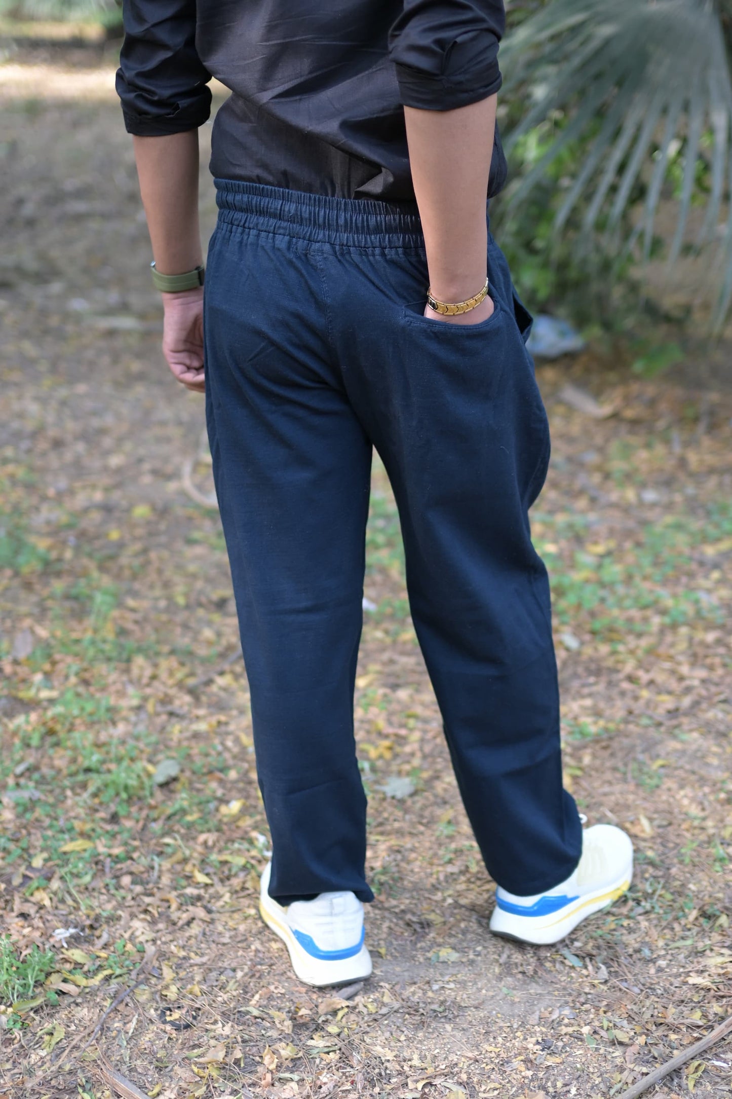 Chaudhar Linen Plain Dark Blue Trouser