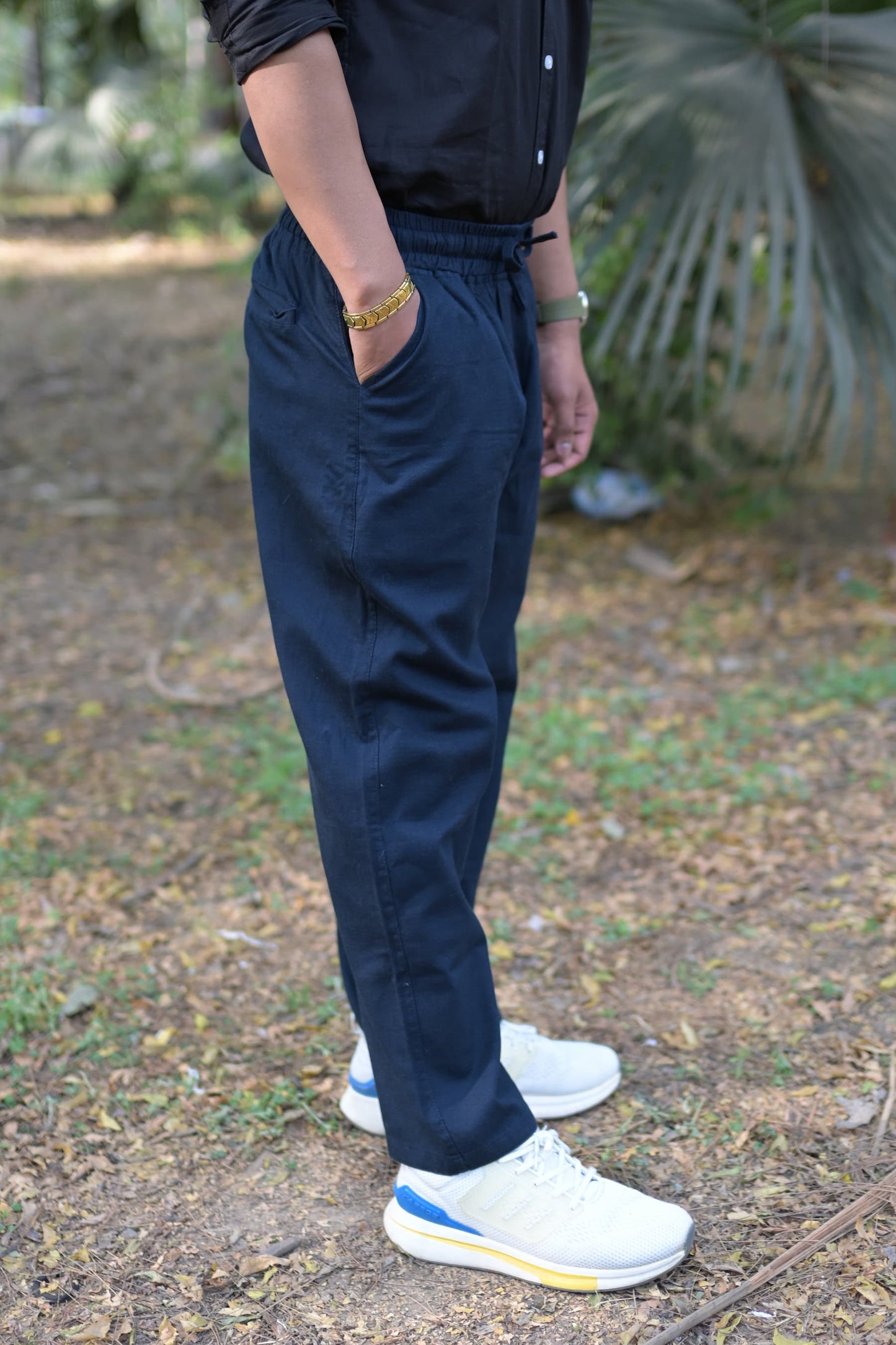 Chaudhar Linen Plain Dark Blue Trouser