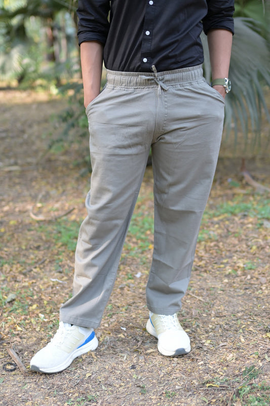 Chaudhar Linen Plain Olive Green Trouser