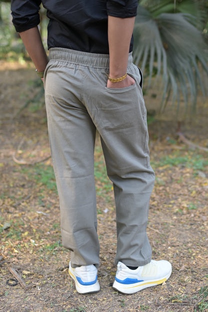 Chaudhar Linen Plain Olive Green Trouser
