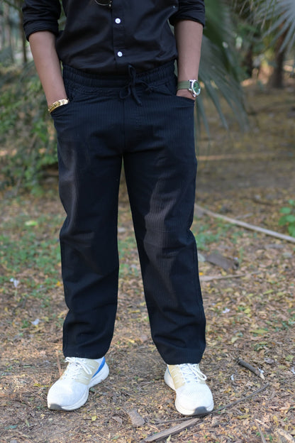Chaudhar Linen Lining Straight Fit Dark Blue Trouser