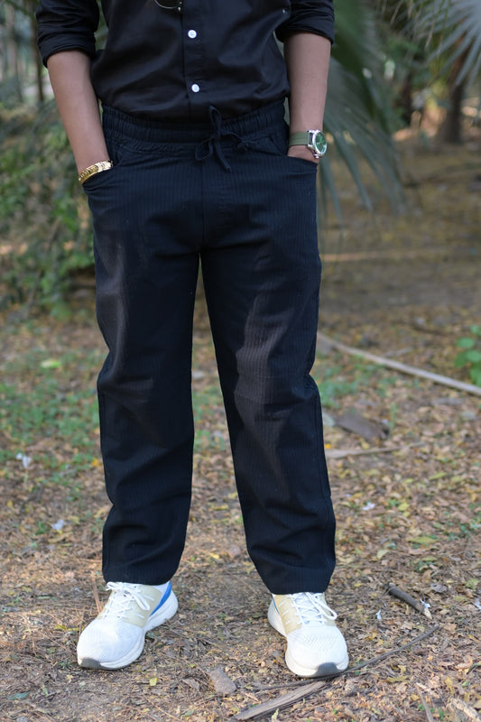 Chaudhar Linen Lining Straight Fit Dark Blue Trouser