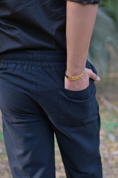 Chaudhar Linen Lining Straight Fit Dark Blue Trouser