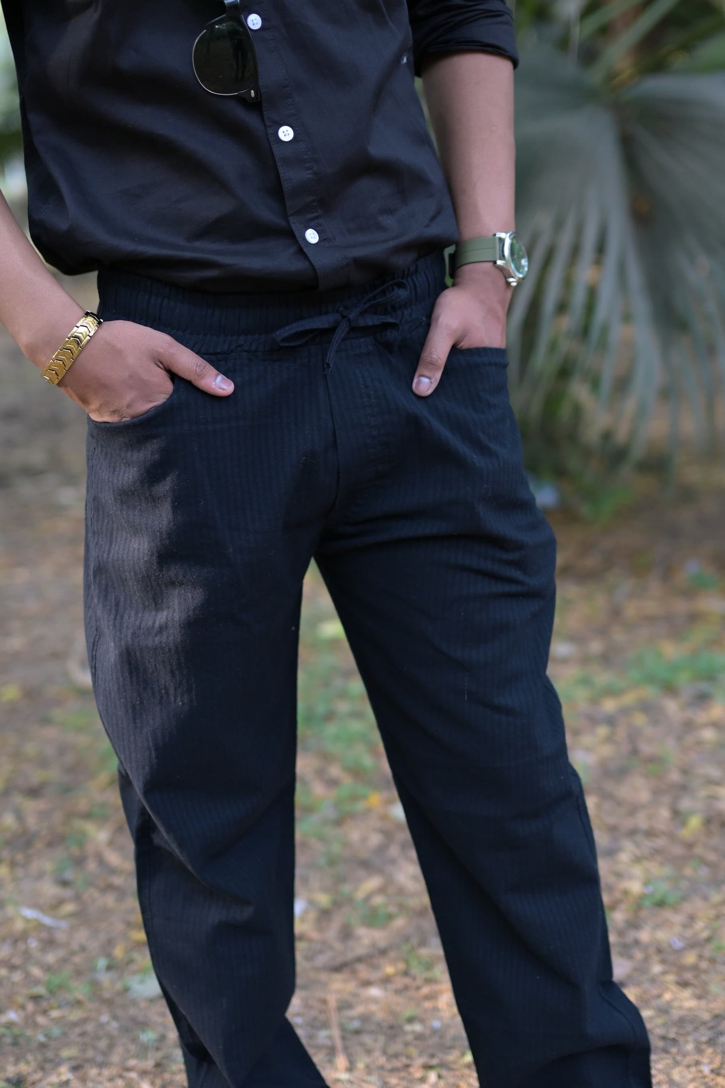 Chaudhar Linen Lining Straight Fit Dark Blue Trouser