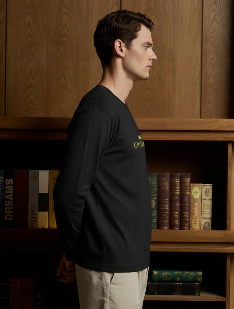 Chaudhar's Men's Black Full Sleeve T-Shirt