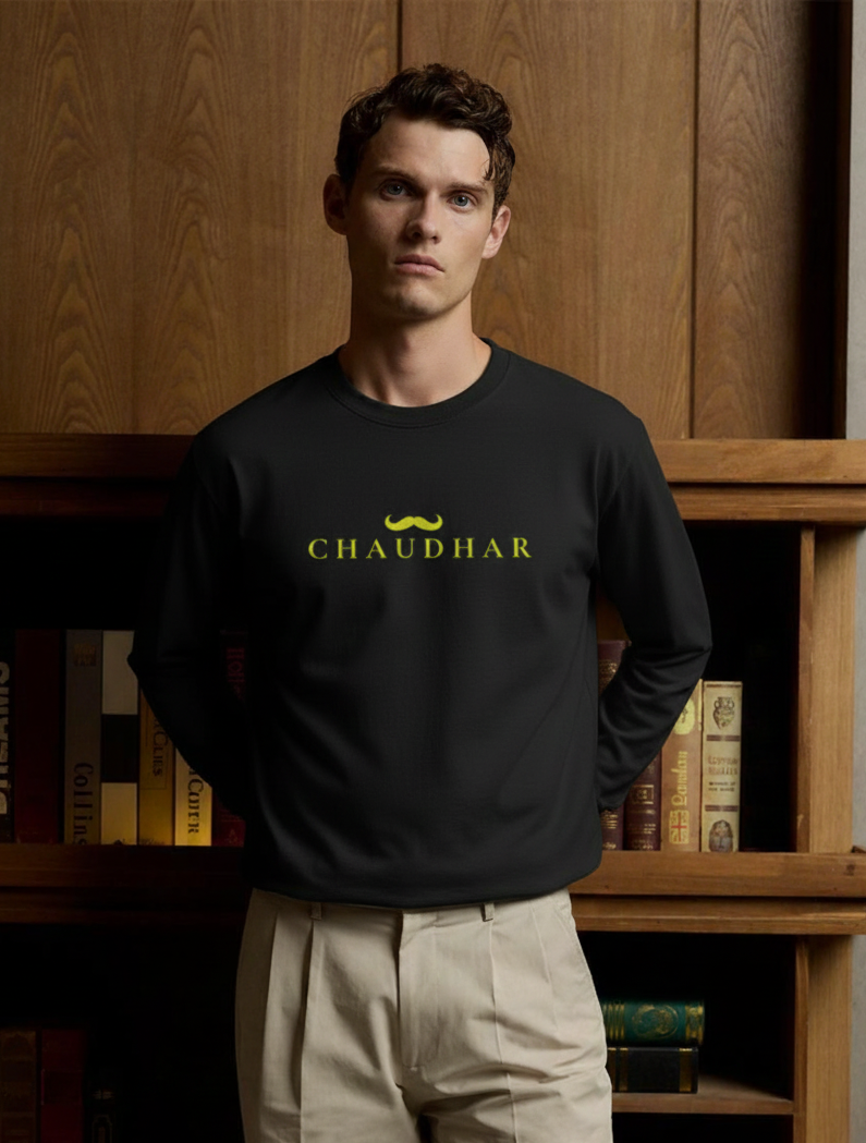 Chaudhar's Men's Black Full Sleeve T-Shirt