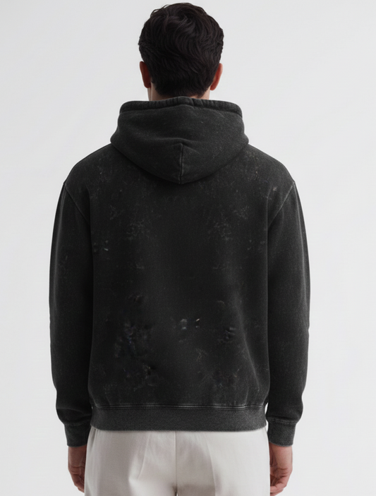 Chaudhar's Acid Washed Pure Cotton Black Hoodie