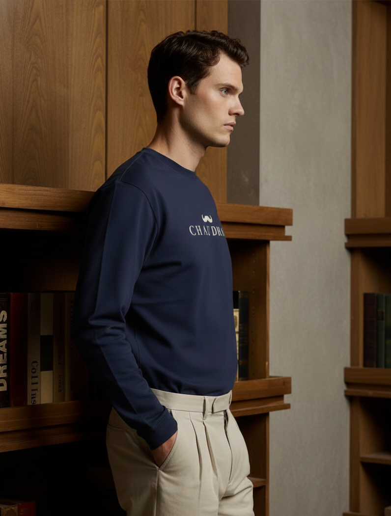 Chaudhar's Men's Navy Blue Full Sleeve T-Shirt