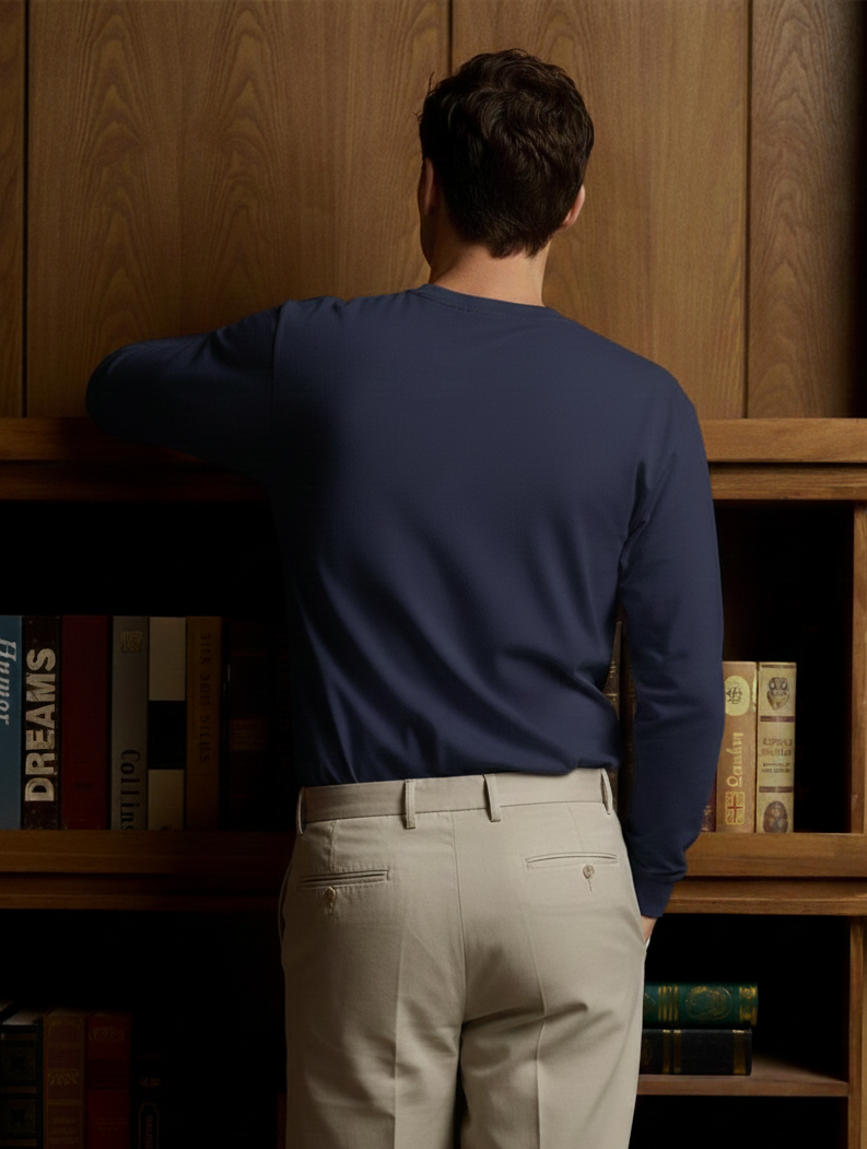 Chaudhar's Men's Navy Blue Full Sleeve T-Shirt