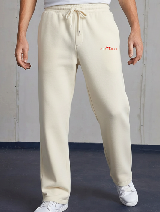 Chaudhar's Loose-Fit Off-White Sweatpants