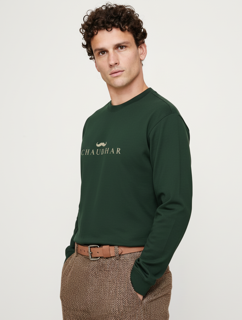 Chaudhar's Men's Dark Green Full Sleeve T-Shirt