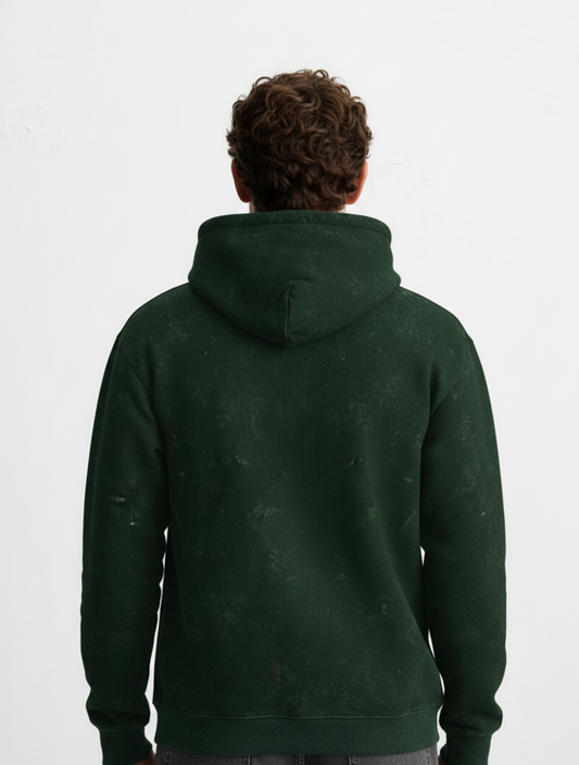 Chaudhar's Acid Washed Pure Cotton Dark Green Hoodie