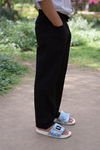 Chaudhar Linen Lining Straight Fit Black Trouser