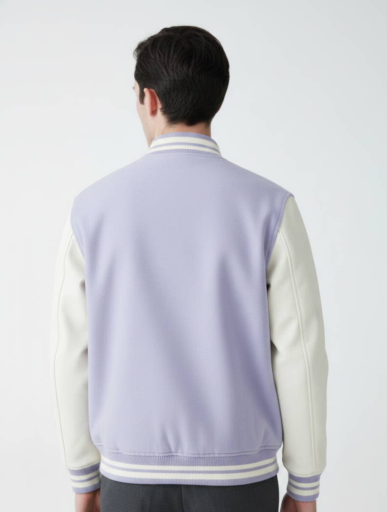 Chaudhar's Embroidered Light Purple LavenderVarsity Jacket