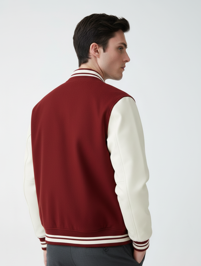 Chaudhar's Embroidered Red Varsity Jacket